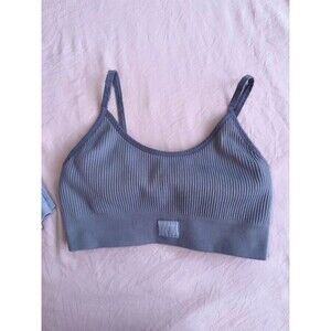 Refuge Medium Purple Ribbed Sports Bra Pastel Lilac Workout Gym Crop Top
